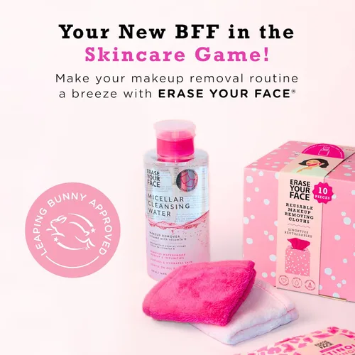 Vista 7 de ERASE YOUR FACE Paños removedores de maquillaje, toallas faciales de microfibra reutilizables para limpiar y quitar el maquillaje, activadas por
