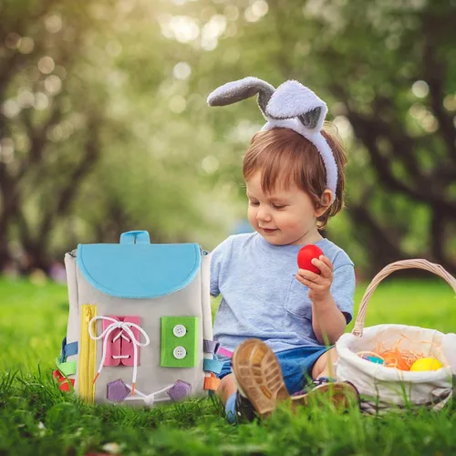 Vista 6 de Busy Board - Mochila para niños pequeños con hebillas y juguetes de actividades de aprendizaje, desarrolla habilidades motoras finas y habilidades