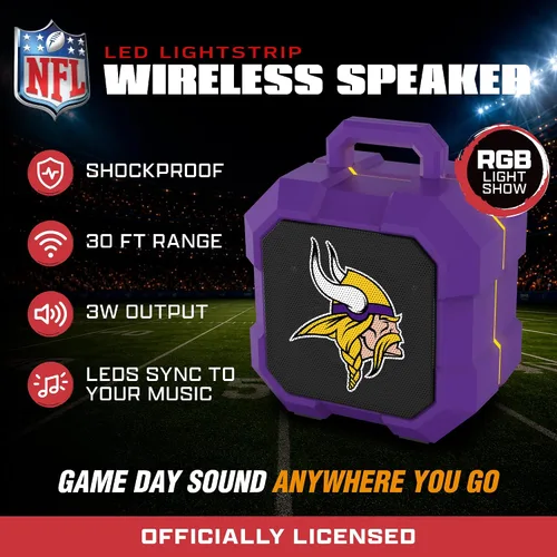 Vista 6 de SOAR NFL Shockbox - Altavoz Bluetooth inalámbrico LED, resistente al agua, IPX4, 5.0 Bluetooth con más de 5 horas de tiempo de reproducción, pequeño