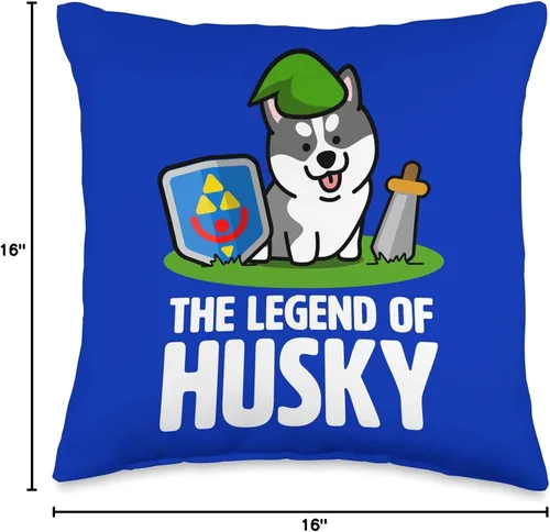 Vista 4 de Brainlab Studios - Video Games & Huskies Games & Huskies-Funny Husky, almohada de videojuegos para jugadores, 16 x 16 pulgadas, multicolor