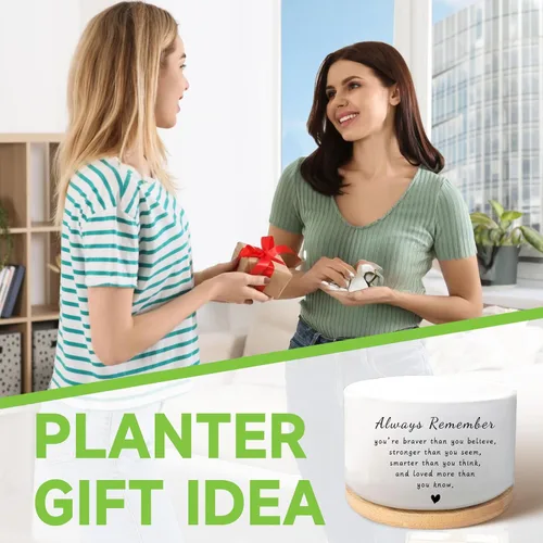 Vista 6 de Regalos inspiradores para mujeres, bonita maceta para suculentas, maceta de cactus para amantes de las plantas, regalo motivacional de animación