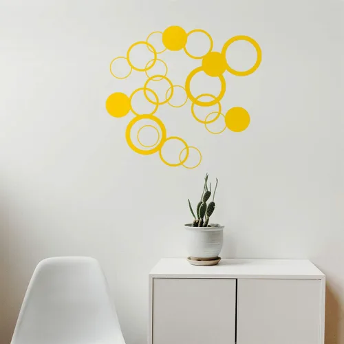 Vista 2 de Juego de 20 calcomanías de vinilo para pared, formas circulares, de 5 a 8 pulgadas cada una, patrón geométrico moderno, patrón sólido, hogar