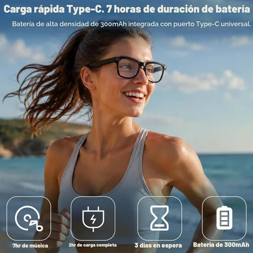 Vista 4 de Gafas inteligentes AI con cámara de 8 MP, gafas de sol de video HD 1080P