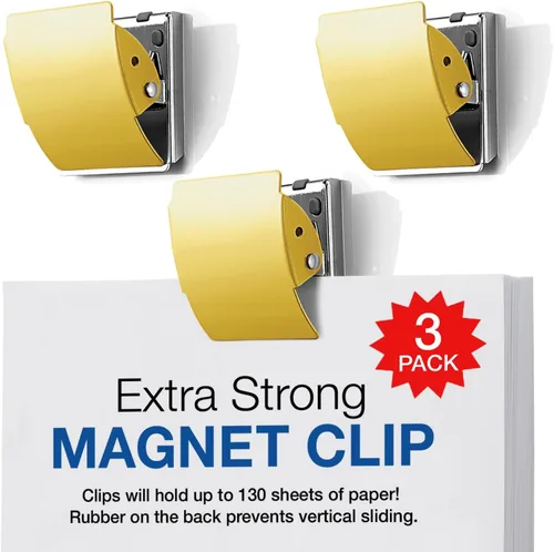 Vista 13 de Clips magnéticos extra fuertes para refrigerador y más, color azul grande, paquete de 3