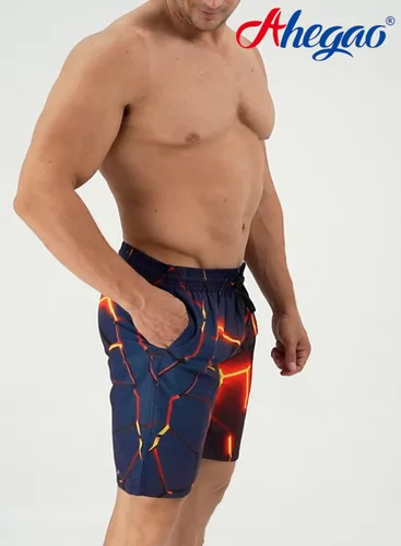 Vista 4 de Ahegao - Traje de baño para hombre, de secado rápido con estampado en 3D, bolsillos, forro de malla refrescante, para la playa