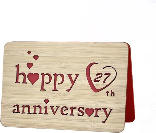Vista 18 de Tarjeta de felicitación de madera para el primer aniversario, hecha a mano, 1 año, aniversario de boda, tarjeta de primer aniversario para ella, él