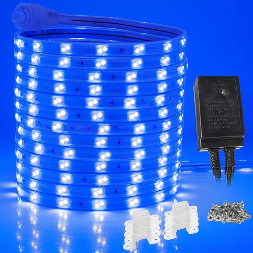 Vista 12 de 1860 LED, tira de luces LED planas rojas de 100 pies de 16 modos para exteriores, SMD 2835, impermeable, permanente, resistente, para exteriores