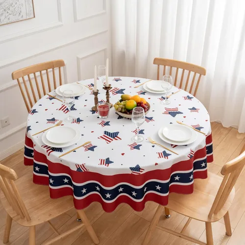 Vista 15 de Mantel Redondo de 60 Pulgadas Rojo Marrón a Cuadros de Cosecha - Mantel de Poliéster de Invierno a Cuadros Gingham de Navidad Cubierta de Mesa