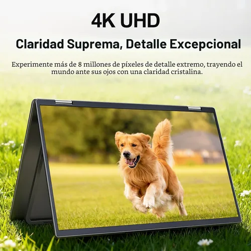 Vista 2 de InnoView Monitor Portátil Dual 4K de 15.6 pulgadas 3840x2160P 100% sRGB Owl Eye Vision - Diseño Plegable con Ajuste de Pantalla de 315°, Soporte