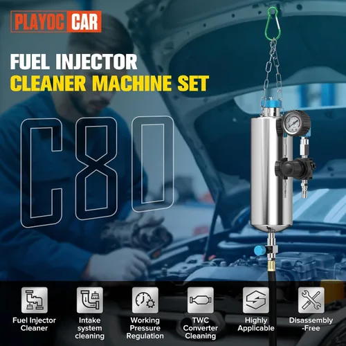 Vista 2 de Juego de máquina limpiadora de inyectores de combustible con 21 piezas - Herramienta de limpieza de inyectores de combustible automotriz de 1000ML