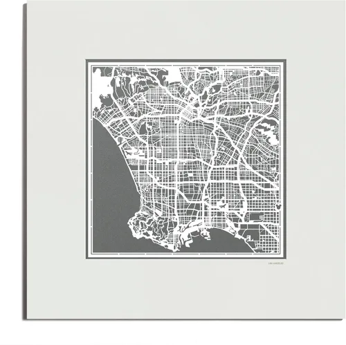 Vista 149 de O3 Design Studio San Diego, CA Paper Cut Map Matted Grey 20x20 in Paper Art