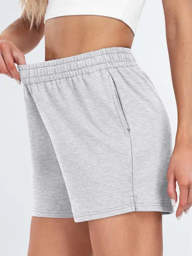 Vista 65 de AUTOMET Pantalones cortos deportivos para mujer, estilo casual, con cordón, cómodos, elásticos, de cintura alta, con bolsillos