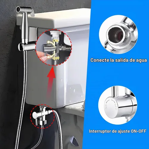 Vista 8 de Adaptador de bidé T con válvula de cierre: Válvula T de latón de 3 vías para bidé 7/8 "x 7/8" X 1/2" - Conector en T a prueba de fugas Ajuste