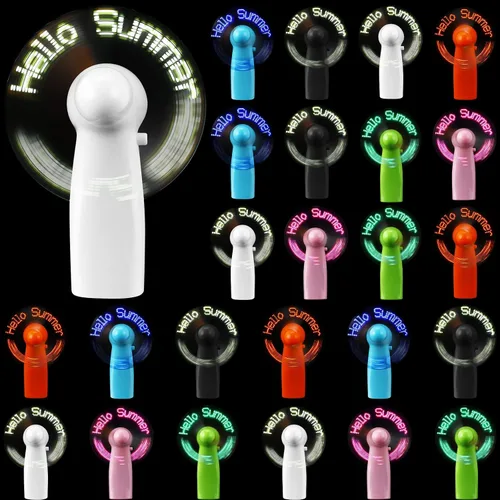 Vista 3 de 12 piezas portátil mini batería potente ventilador Hola verano LED pequeño ventilador personal recuerdo de fiesta regalo de verano para viajes