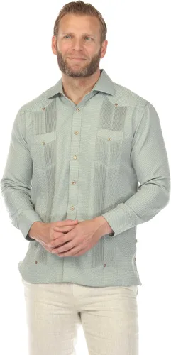 Vista 13 de Guayabera elegante de dos bolsillos para hombre con aspecto texturizado de diamante