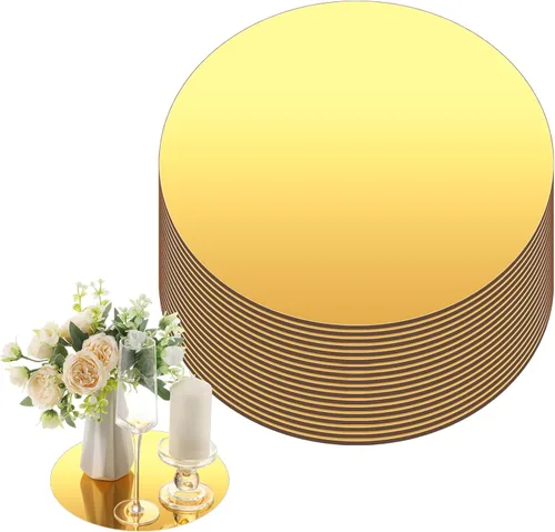 Vista 12 de Thyle 12 Piezas de Espejos Redondos de Acrílico de 10 Pulgadas para Centros de Mesa, Espejos Circulares para Velas, Placas para Pared, Centros