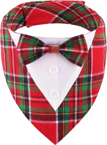 Vista 7 de ADOGGYGO Bandana de esmoquin para perro de cumpleaños, collar azul con corbatín, disfraz formal ajustable de cumpleaños para perros extra pequeños