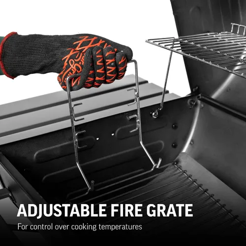 Vista 6 de Char-Griller® Parrilla de barril de carbón Pro Deluxe, bandeja de cenizas EasyDump™, estantes delanteros y laterales de alta calidad con ganchos