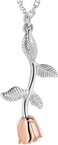 Vista 14 de Shajwo - Collar de urna con flor de rosa para cenizas, joyería de cremación para mujeres y niñas, dije conmemorativo, colgante de urna para cenizas