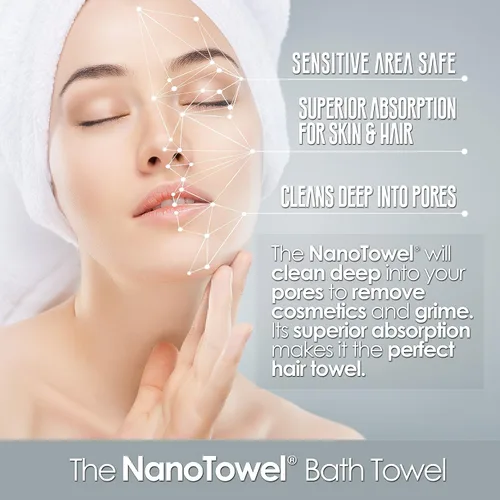 Vista 3 de Nano Towels Toalla de baño corporal y ducha. Enorme y súper absorbente. Elimina la suciedad, el aceite y los cosméticos. Úsalo como toalla de lujo
