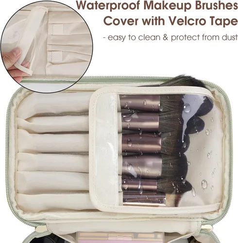 Vista 2 de Wandering Nature Bolsa de Maquillaje, Organizador de Maquillaje de Viaje, Estuche de Brochas Cosméticas para Mujeres en Cuero Vegano Ecológico, M