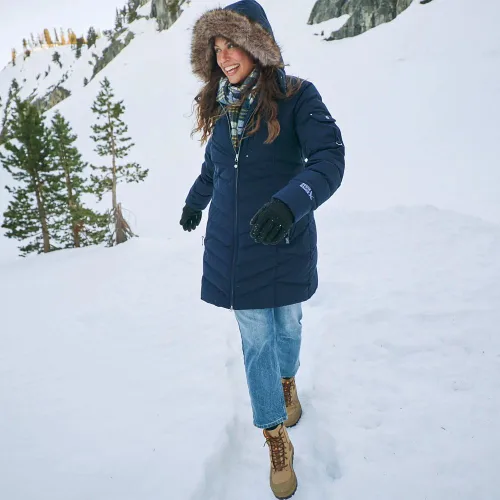 Vista 3 de Eddie Bauer Eddie Bauer Sun Valley - Parka de plumón para mujer, color negro, talla 1X, Plus DK Azul marino