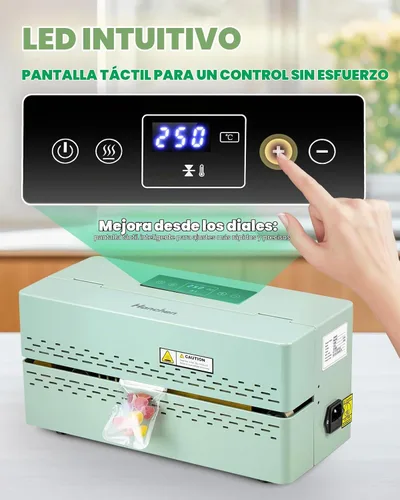 Vista 4 de Máquina de sellado térmico comercial, sellador automático de banda continua 32-482 ° F ajustable con pantalla táctil LED inteligente Rápida