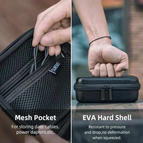 Vista 5 de Osmo Pocket 3 Mini Case, bolsa protectora de almacenamiento de PU portátil para DJI Osmo Pocket 3 Kit estándar y DJI Osmo Pocket 3 Power Expansion