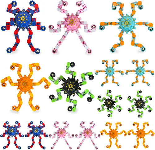 Vista 8 de 15 piezas de juguetes giratorios para ansiedad, regalos de fiesta, premios para niños, adultos, niños y niñas, robot transformable para aliviar