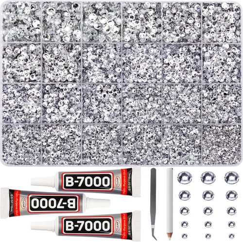 Vista 9 de 11000Pcs Silver Clear Rhinestones Bedazzling Kit, Bedazzled Gems Flatback
