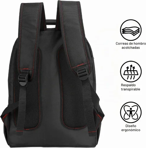 Vista 6 de HAUTMEC HT0407 - Mochila de herramientas con compartimento para laptop, bolsa de herramientas Oxford 1680D resistente a los impactos, 11 bolsillos