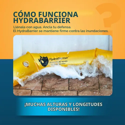 Vista 3 de La barrera de inundación original HydraBarrier estándar – 6 pies de largo x 4 pulgadas de alto – Alternativa ligera y reutilizable a los sacos