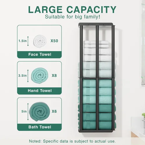 Vista 3 de susswiff Toalleros para baño: toallero montado en la pared de 26 pulgadas, toallero de 2 niveles mejorado con 3 barras verticales y 3 estantes