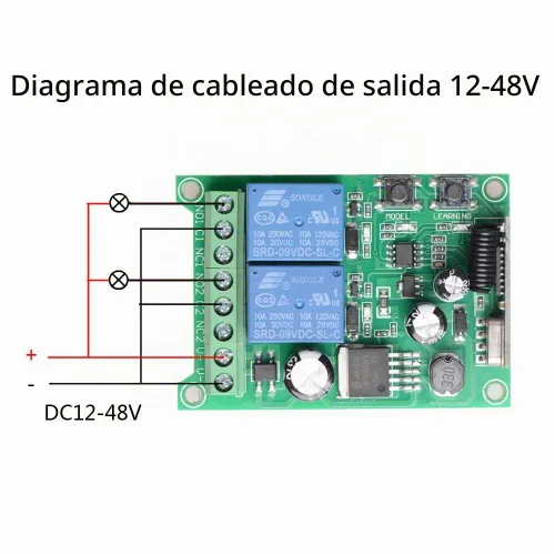 Vista 2 de Interruptor de control remoto inalámbrico CC 12V 24V 36V 48V Nuevo interruptor de control remoto multifunción de 2 canales, transmisor de 433MHz