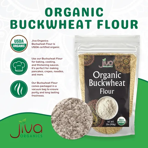 Vista 9 de Jiva Organics Harina de trigo sarraceno (oscuro), bolsa de 2 libras, vegano, sin OMG, kuttu, sabor terroso