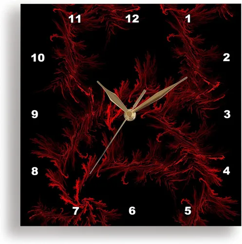 Vista 2 de 3dRose Reloj de pared silencioso - 15 pulgadas - Líneas rojas abstractas sobre fondo negro - Arte digital por Brandi - Venas