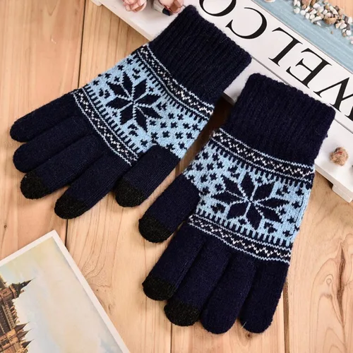 Vista 2 de ZJRXM Guantes de pantalla táctil, flores de nieve, guantes de invierno de punto suave y cálido, rellenos de calcetines para mujeres y hombres