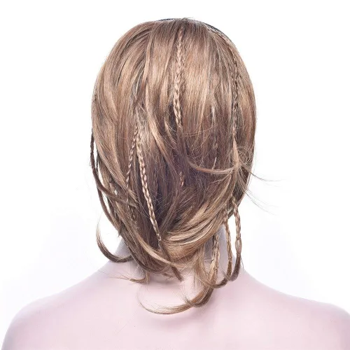 Vista 8 de Extensiones de cabello humano con clip de garra, extensiones de cola de caballo corta y rizada con textura natural para mujer (1b# negro natural)