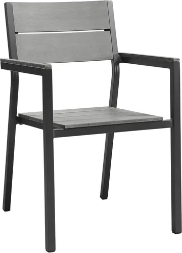 Vista 3 de Modway Sillas de dos brazos de aluminio para patio al aire libre de Maine en gris marrón