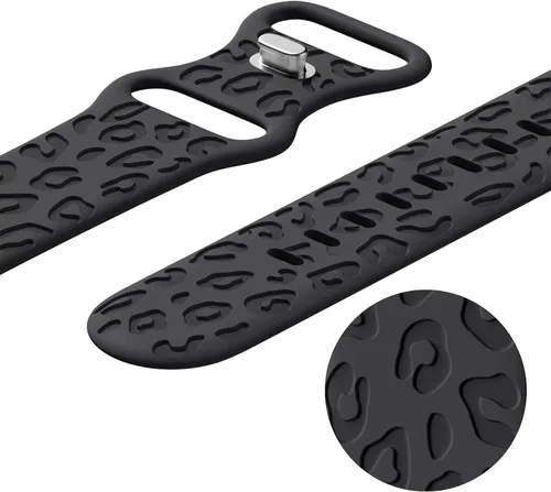 Vista 5 de CreateGreat - Paquete de 4 bandas grabadas con diseño de leopardo compatibles con Apple Watch para mujeres de 38mm 40mm 41mm 42mm 44mm 45mm 46mm