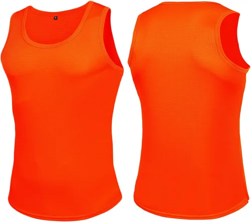 Vista 3 de KAWATA Camisetas sin mangas de neón para hombre, de secado rápido, gimnasio, culturismo, entrenamiento, camisetas sin mangas, camiseta de verano