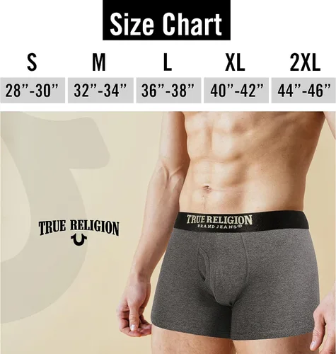 Vista 6 de True Religion Calzoncillos tipo bóxer de algodón elástico para hombre, paquete de 4