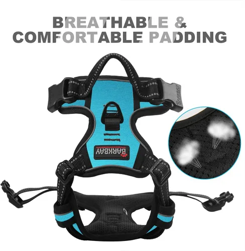 Vista 121 de BARKBAY - Arnés para perro sin tirones con clip frontal, material resistente y reflectante, asa de fácil control para pasear perros grandes