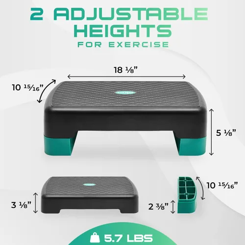 Vista 3 de Yes4All Plataforma de Step de Ejercicio Aeróbico de 18.9" con 2 Elevadores, Stepper de Entrenamiento de Altura Ajustable 3" 5.1" para Gimnasio