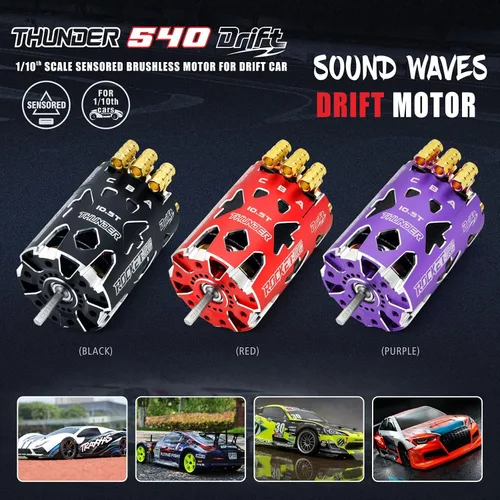 Vista 2 de Surpass Hobby Rocket RC Thunder Power 540 Drift Sensor Motor para 1/10th RC Car Púrpura (10.5T)