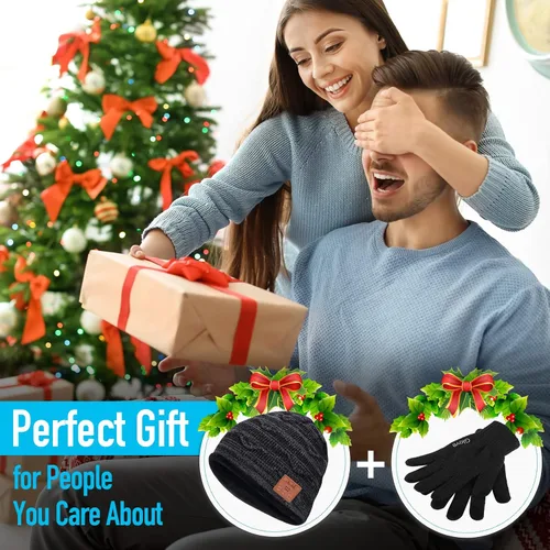 Vista 2 de Gorro Bluetooth de Pompón de HIGHEVER para Hombres y Mujeres V5.0, Relleno de Calcetas Navideñas, Inalámbrico, Gorro Musical con Altavoz