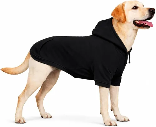 Vista 45 de Lovelonglong Sudadera básica con capucha para perros, 100% algodón, se adapta a perros pequeños, medianos y grandes, color negro, XS