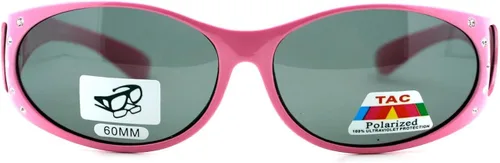 Vista 2 de Lente polarizada ajuste sobre gafas de sol para mujer marco ovalado diamantes de imitación