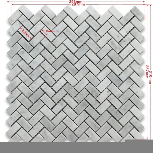 Vista 3 de Stone Center Online Carrara - Azulejo de mosaico de espiga de mármol blanco de 5/8 x 1-1/4 afilado para cocina, baño, pared y ducha (1 hoja)