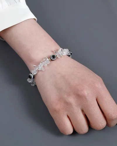 Vista 2 de Jewever Pulseras contra el mal de ojo con piedras naturales caídas, cristales y cuarzo, para mujer, piedras preciosas de Reiki de energía, gemas